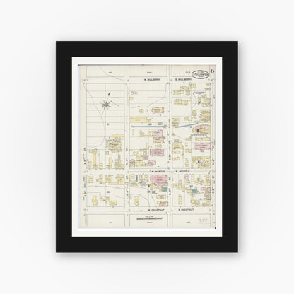 Old map wall art mockup — black gallery frame with white mat — Sanborn Fire Insurance Map from Stillwater, Washington County, Minnesota (1888), Sheet #0006