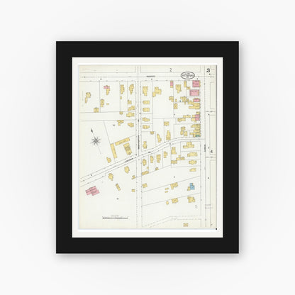 Old map wall art mockup — black gallery frame with white mat — Sanborn Fire Insurance Map from Pittsford, Monroe County, New York (1905), Sheet #0003