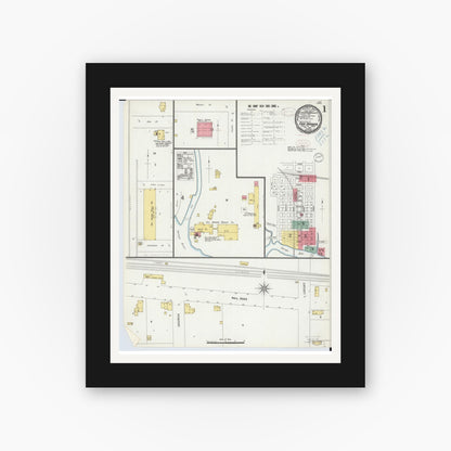 Old map wall art mockup — black gallery frame with white mat — Sanborn Fire Insurance Map from Oak Harbor, Ottawa County, Ohio (1898) - Complete Map Set