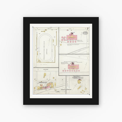 Old map wall art mockup — black gallery frame with white mat — Sanborn Fire Insurance Map from Macomb, Mcdonough County, Illinois (1898), Sheet #0007