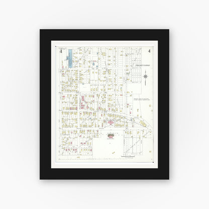 Old map wall art mockup — black gallery frame with white mat — Sanborn Fire Insurance Map from Harrison, Hamilton County, Ohio (1938), Sheet #0004