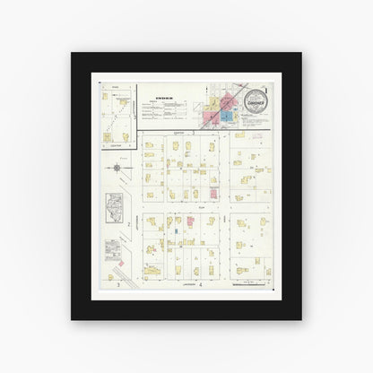 Old map wall art mockup — black gallery frame with white mat — Sanborn Fire Insurance Map from Gardner, Grundy County, Illinois (1913) - Complete Map Set