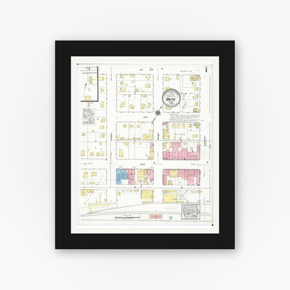Old map wall art mockup — black gallery frame with white mat — Sanborn Fire Insurance Map from Anita, Cass County, Iowa (1918), Sheet #0001