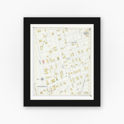 Old map wall art mockup — black gallery frame with white mat — Sanborn Fire Insurance Map from Swanton, Fulton County, Ohio (1901), Sheet #0002
