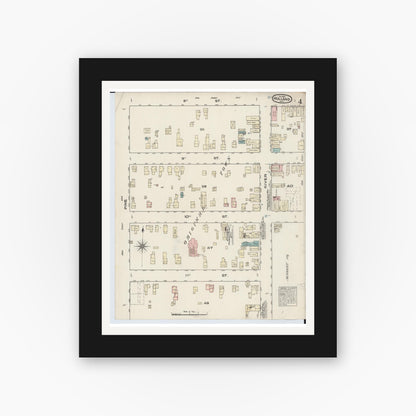 Old map wall art mockup — black gallery frame with white mat — Sanborn Fire Insurance Map from Holland, Ottawa County, Michigan (1883), Sheet #0004
