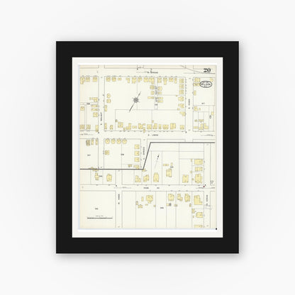Old map wall art mockup — black gallery frame with white mat — Sanborn Fire Insurance Map from Wilson, Wilson County, North Carolina (1913), Sheet #0020