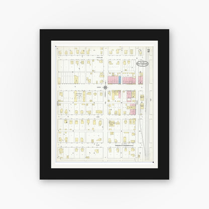 Old map wall art mockup — black gallery frame with white mat — Sanborn Fire Insurance Map from West Frankfort, Franklin County, Illinois (1914), Sheet #0002