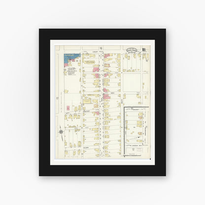 Old map wall art mockup — black gallery frame with white mat — Sanborn Fire Insurance Map from Jersey Shore, Lycoming County, Pennsylvania (1913), Sheet #0018