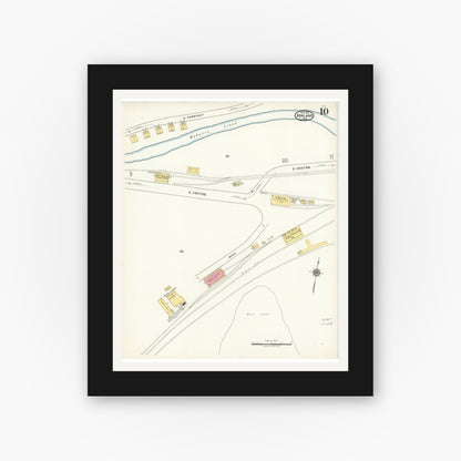 Old map wall art mockup — black gallery frame with white mat — Sanborn Fire Insurance Map from Ashland, Schuylkill County, Pennsylvania (1921), Sheet #0010