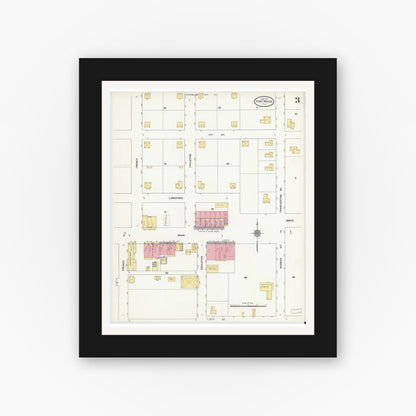 Old map wall art mockup — black gallery frame with white mat — Sanborn Fire Insurance Map from Fort Meade, Polk County, Florida (1911), Sheet #0003