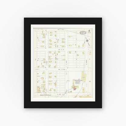 Old map wall art mockup — black gallery frame with white mat — Sanborn Fire Insurance Map from Marshfield, Wood County, Wisconsin (1912), Sheet #0004