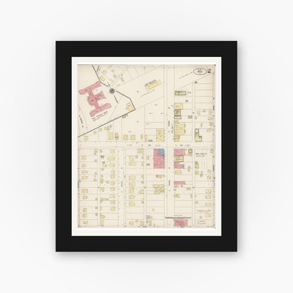 Old map wall art mockup — black gallery frame with white mat — Sanborn Fire Insurance Map from Brea, Orange County, California (1920), Sheet #0002