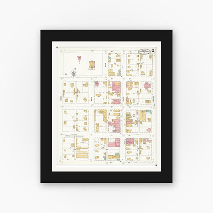 Old map wall art mockup — black gallery frame with white mat — Sanborn Fire Insurance Map from Guthrie Center, Guthrie County, Iowa (1899), Sheet #0002