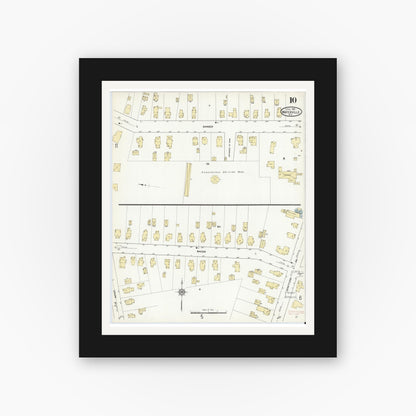 Old map wall art mockup — black gallery frame with white mat — Sanborn Fire Insurance Map from Waterville, Oneida County, New York (1912), Sheet #0010