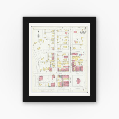 Old map wall art mockup — black gallery frame with white mat — Sanborn Fire Insurance Map from Mount Vernon, Jefferson County, Illinois (1902), Sheet #0002