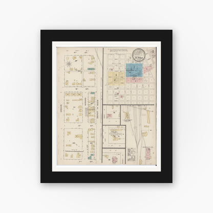 Old map wall art mockup — black gallery frame with white mat — Sanborn Fire Insurance Map from De Kalb, De Kalb County, Illinois (1885) - Complete Map Set