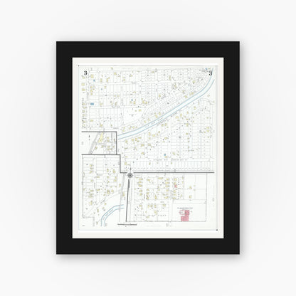 Old map wall art mockup — black gallery frame with white mat — Sanborn Fire Insurance Map from Millersport, Fairfield County, Ohio (1946), Sheet #0003