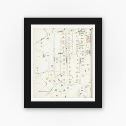 Old map wall art mockup — black gallery frame with white mat — Sanborn Fire Insurance Map from Wayne, Delaware County, Pennsylvania (1902), Sheet #0005