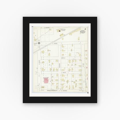 Old map wall art mockup — black gallery frame with white mat — Sanborn Fire Insurance Map from Morenci, Lenawee County, Michigan (1914), Sheet #0004
