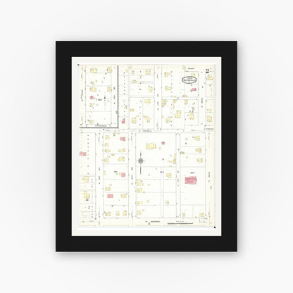 Old map wall art mockup — black gallery frame with white mat — Sanborn Fire Insurance Map from Centerville, Appanoose County, Iowa (1913), Sheet #0002