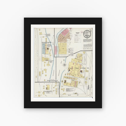 Old map wall art mockup — black gallery frame with white mat — Sanborn Fire Insurance Map from Apollo, Armstrong County, Pennsylvania (1889) - Complete Map Set