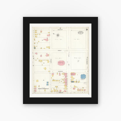 Old map wall art mockup — black gallery frame with white mat — Sanborn Fire Insurance Map from Beaver, Beaver County, Pennsylvania (1906), Sheet #0009