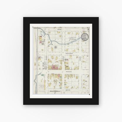 Old map wall art mockup — black gallery frame with white mat — Sanborn Fire Insurance Map from Gillespie, Macoupin County, Illinois (1894) - Complete Map Set