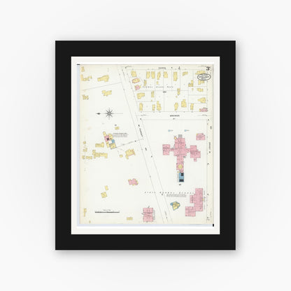 Old map wall art mockup — black gallery frame with white mat — Sanborn Fire Insurance Map from Ypsilanti, Washtenaw County, Michigan (1909), Sheet #0003
