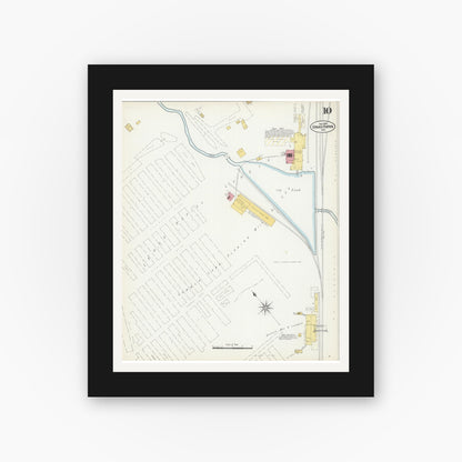 Old map wall art mockup — black gallery frame with white mat — Sanborn Fire Insurance Map from Grand Rapids, Wood County, Wisconsin (1902), Sheet #0010