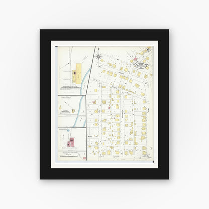 Old map wall art mockup — black gallery frame with white mat — Sanborn Fire Insurance Map from Nelsonville, Athens County, Ohio (1907), Sheet #0002