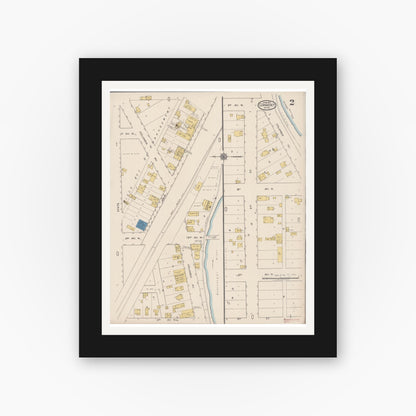 Old map wall art mockup — black gallery frame with white mat — Sanborn Fire Insurance Map from Cohasset, Itasca County, Minnesota (1922), Sheet #0002