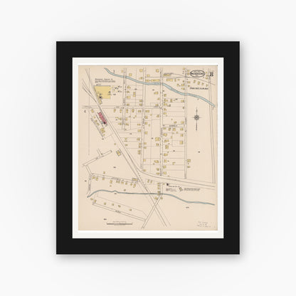 Old map wall art mockup — black gallery frame with white mat — Sanborn Fire Insurance Map from Nacogdoches, Nacogdoches County, Texas (1922), Sheet #0008