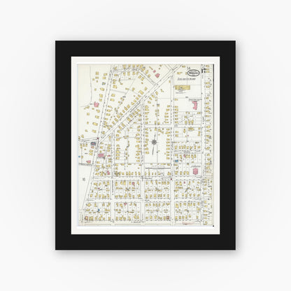 Old map wall art mockup — black gallery frame with white mat — Sanborn Fire Insurance Map from Wabash, Wabash County, Indiana (1920), Sheet #0017