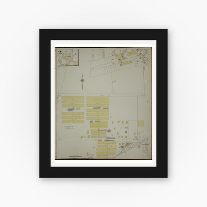 Old map wall art mockup — black gallery frame with white mat — Sanborn Fire Insurance Map from New Providence, Union County, New Jersey (1944), Sheet #0005