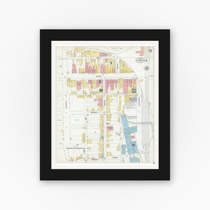 Old map wall art mockup — black gallery frame with white mat — Sanborn Fire Insurance Map from Tamaqua, Schuylkill County, Pennsylvania (1902), Sheet #0003