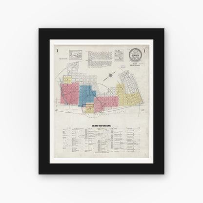 Old map wall art mockup — black gallery frame with white mat — Sanborn Fire Insurance Map from Juniata, Blair County, Pennsylvania (1925) - Complete Map Set