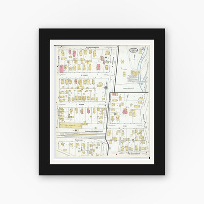 Old map wall art mockup — black gallery frame with white mat — Sanborn Fire Insurance Map from Ionia, Ionia County, Michigan (1920), Sheet #0003
