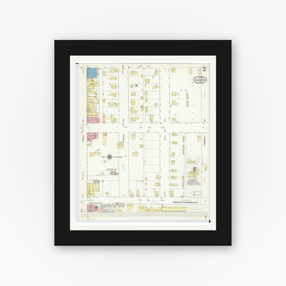 Old map wall art mockup — black gallery frame with white mat — Sanborn Fire Insurance Map from Shepherd, Isabella County, Michigan (1910), Sheet #0002