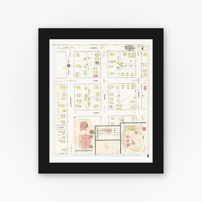 Old map wall art mockup — black gallery frame with white mat — Sanborn Fire Insurance Map from Reinbeck, Grundy County, Iowa (1935), Sheet #0004