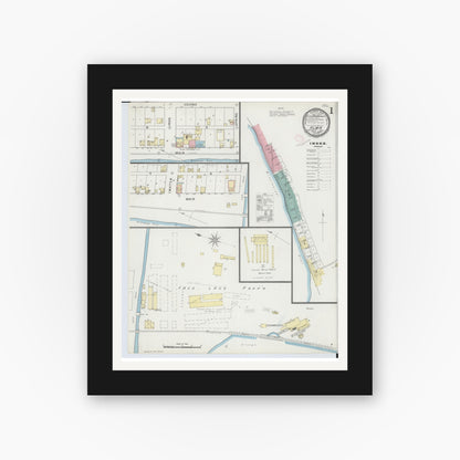 Old map wall art mockup — black gallery frame with white mat — Sanborn Fire Insurance Map from Alma, Buffalo County, Wisconsin (1894) - Complete Map Set