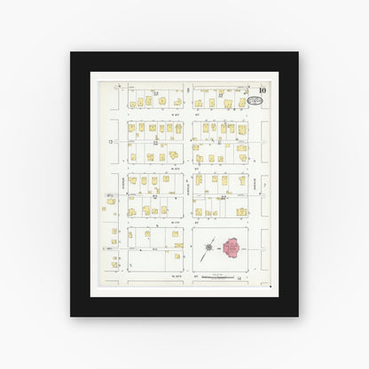 Old map wall art mockup — black gallery frame with white mat — Sanborn Fire Insurance Map from Cisco, Eastland County, Texas (1920), Sheet #0010