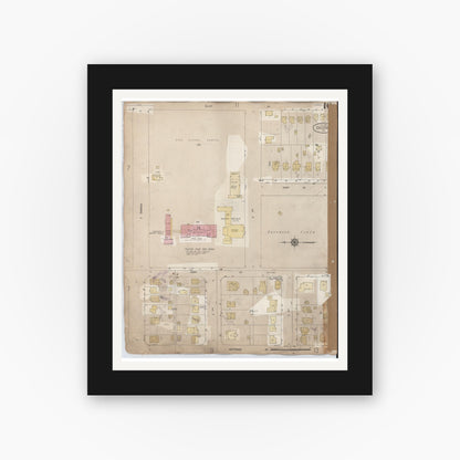 Old map wall art mockup — black gallery frame with white mat — Sanborn Fire Insurance Map from Calexico, Imperial County, California (1956), Sheet #0010