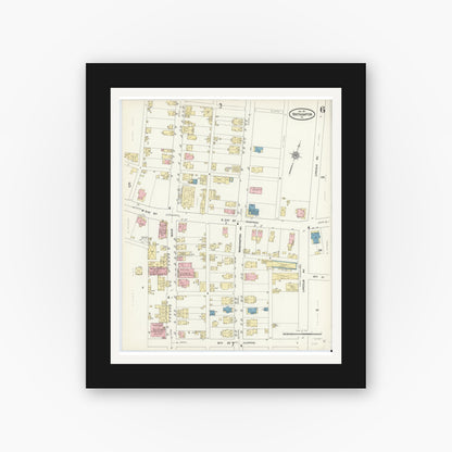 Old map wall art mockup — black gallery frame with white mat — Sanborn Fire Insurance Map from Northampton, Northampton County, Pennsylvania (1911), Sheet #0006