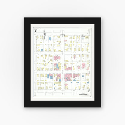 Old map wall art mockup — black gallery frame with white mat — Sanborn Fire Insurance Map from West Alexandria, Preble County, Ohio (1951), Sheet #0002