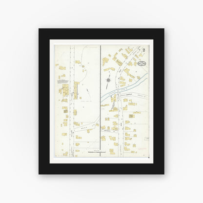 Old map wall art mockup — black gallery frame with white mat — Sanborn Fire Insurance Map from Holland, Erie County, New York (1912), Sheet #0002