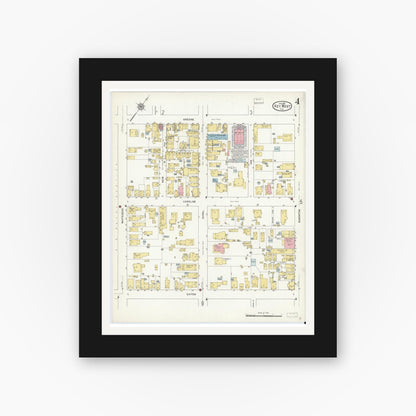 Old map wall art mockup — black gallery frame with white mat — Sanborn Fire Insurance Map from Key West, Monroe County, Florida (1912), Sheet #0004