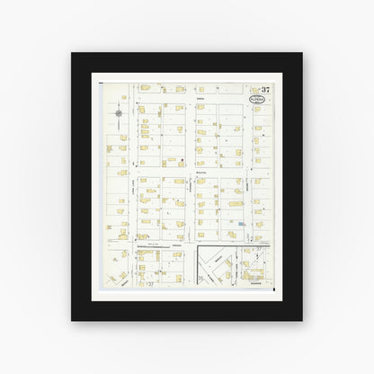 Old map wall art mockup — black gallery frame with white mat — Sanborn Fire Insurance Map from Alpena, Alpena County, Michigan (1910), Sheet #0037