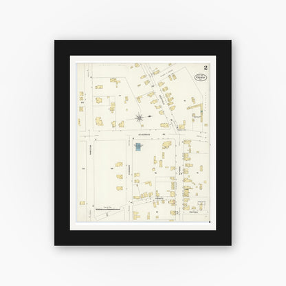 Old map wall art mockup — black gallery frame with white mat — Sanborn Fire Insurance Map from Rahway, Union County, New Jersey (1908) - Complete Map Set