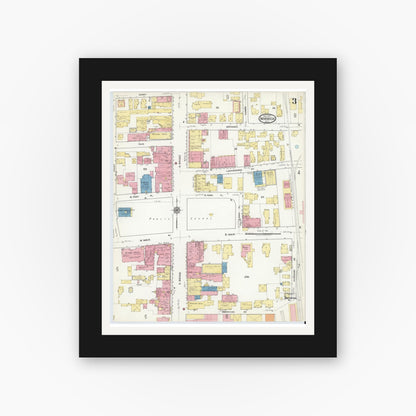 Old map wall art mockup — black gallery frame with white mat — Sanborn Fire Insurance Map from Norwich, Chenango County, New York (1917), Sheet #0003