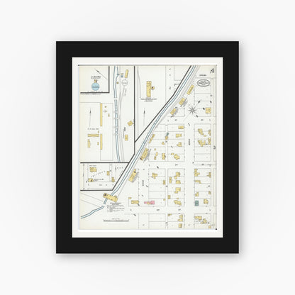 Old map wall art mockup — black gallery frame with white mat — Sanborn Fire Insurance Map from Chatfield, Fillmore And Olmsted Counties, Minnesota (1900), Sheet #0004